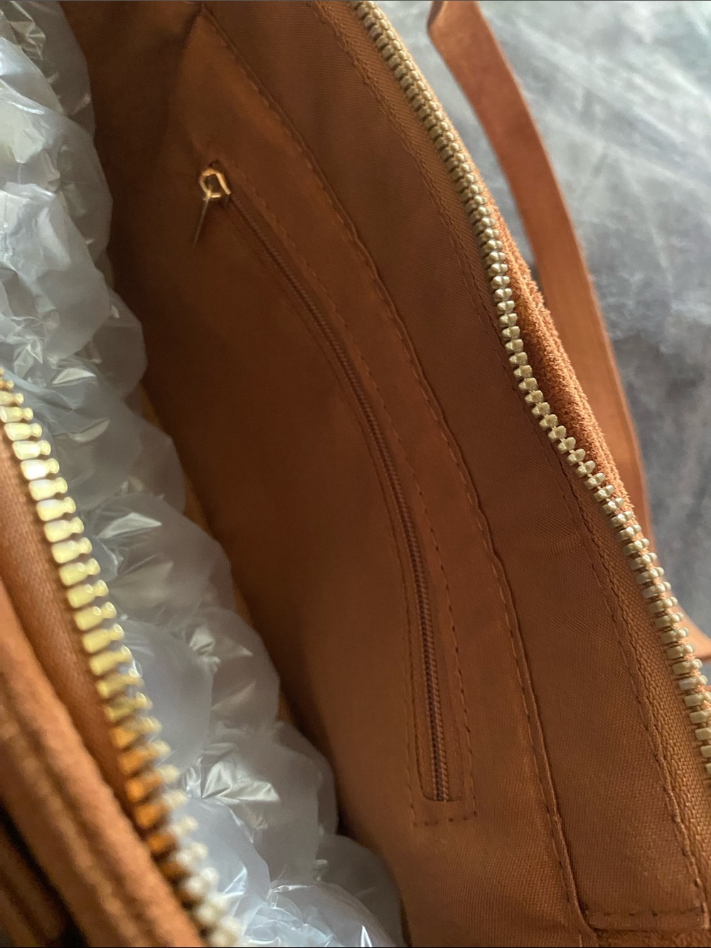 BE COOL Tan Suede Shoulder Bag with Bow Charm - Picture 6 of 10
